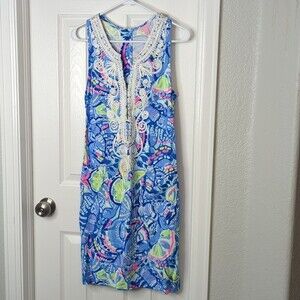 NWT Lilly Pulitzer Carlotta Stretch Blue Peri Pinch Shift Size 2